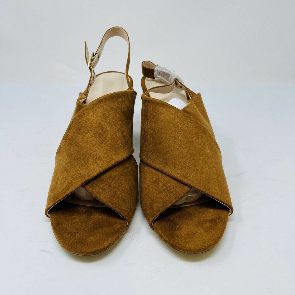 H Halston Womans Sz 10M Chile Criss Cross Straps High Heel Sandals Brown NIB - Picture 4 of 8